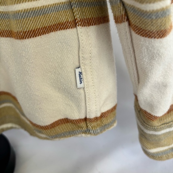 Katin Sierra Plaid Vintage Inspired Flannel Men's Tan and Cream Shirt Sz Medium - Picture 5 of 7